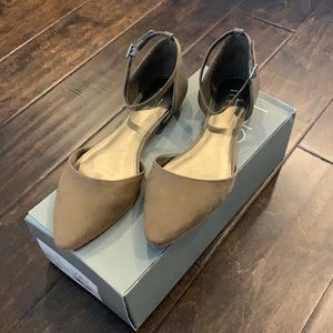 NIB LOFT Faux Suede D’orsay Ankle Strap Flats Size 7